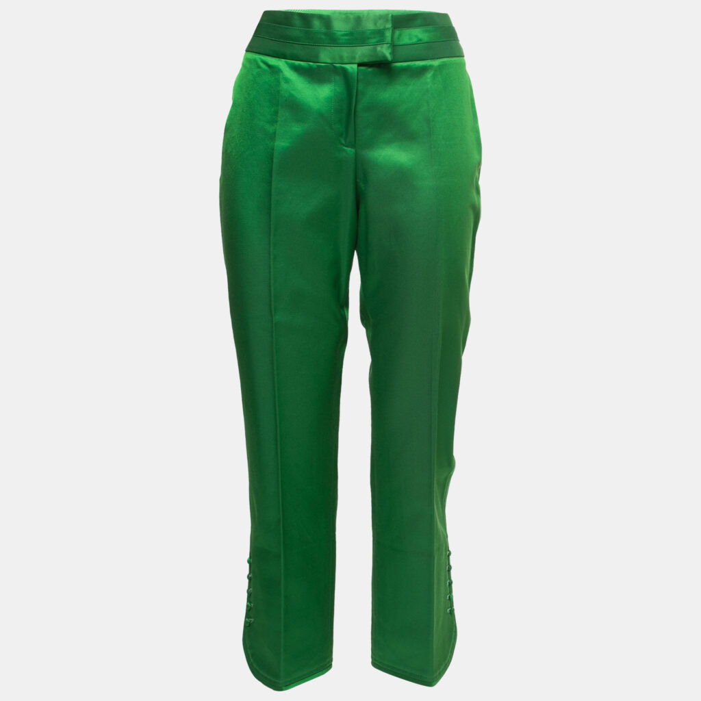 luxury-women-dior-used-clothes-p858584-001 Christian Dior Green Button Detail Cropped Trousers L