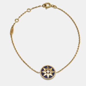 Dior Rose Des Vents Lapis Lazuli Diamond 18k Yellow Gold Bracelet