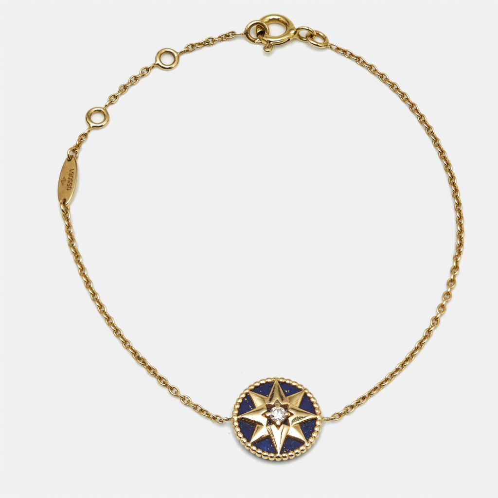 luxury-women-dior-used-fine-jewelry-p1169185-006 Dior Rose Des Vents Lapis Lazuli Diamond 18k Yellow Gold Bracelet