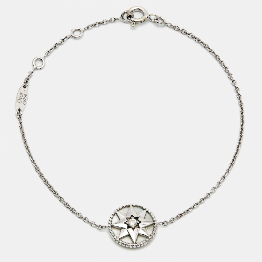 Dior Rose Des Vents Mother of Pearl Diamond 18k White Gold Bracelet