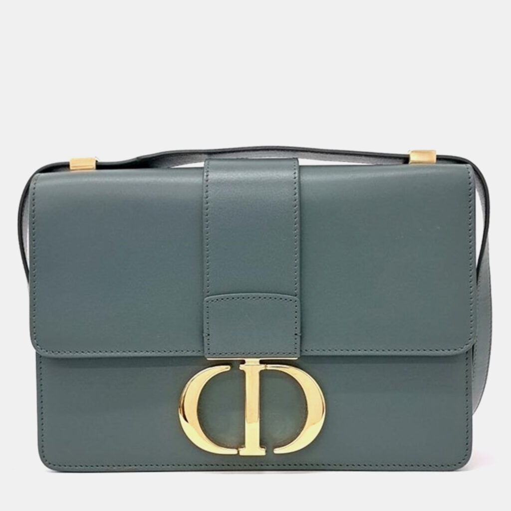 luxury-women-dior-used-handbags-p1008044-004 Dior Green Leather 30 Montaigne Shoulder Bag