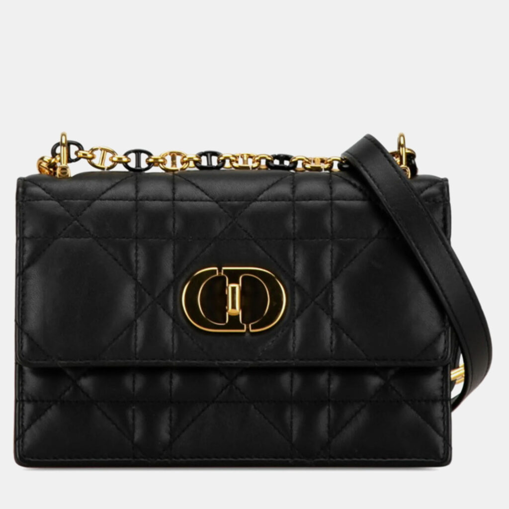 luxury-women-dior-used-handbags-p1027458-001 Christian Dior Black Lambskin Macrocannage Mini Miss Caro Bag