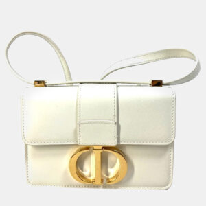 Dior White Leather 30 Montaigne Shoulder Bags