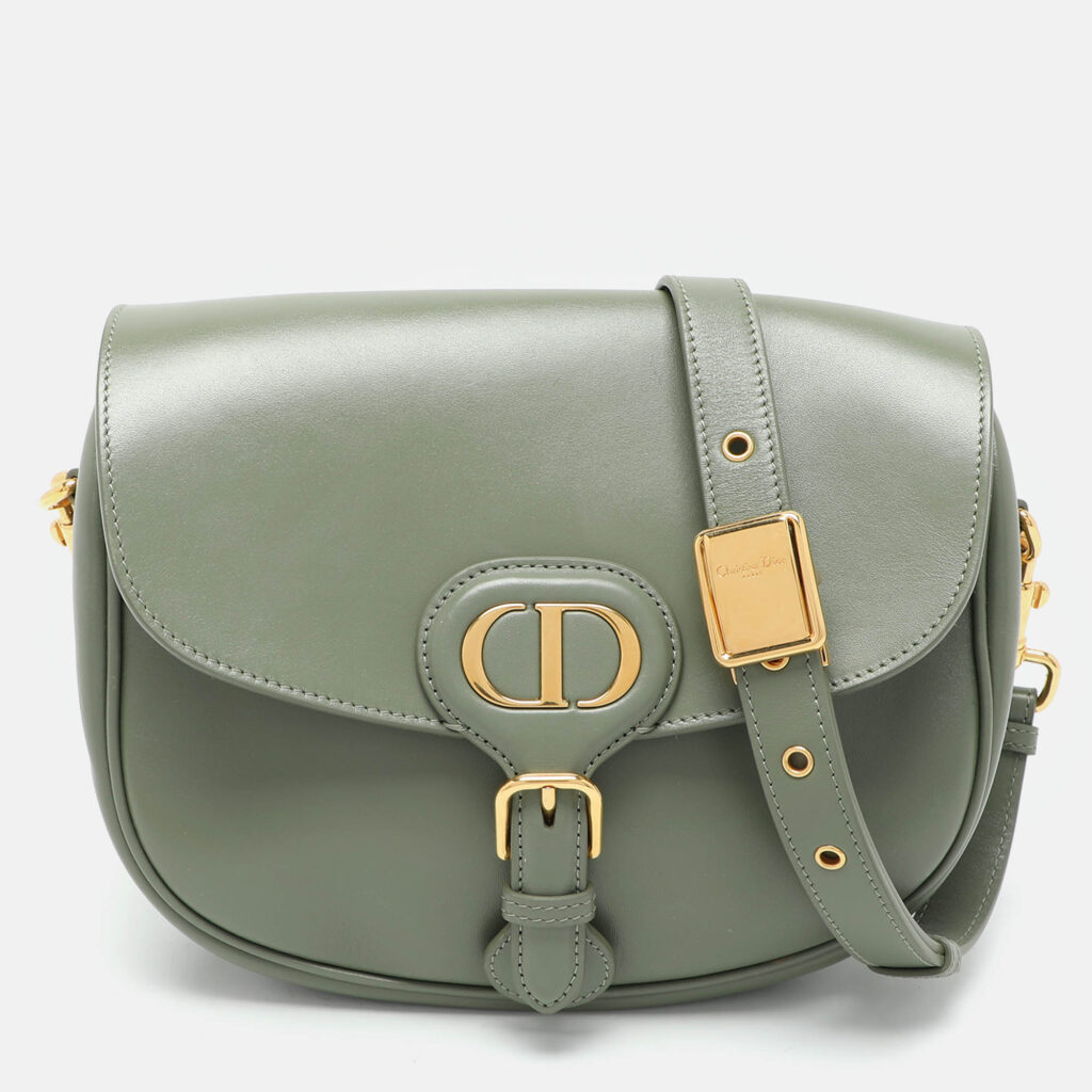 luxury-women-dior-used-handbags-p1035113-013 Dior Green Leather Medium Bobby Shoulder Bag