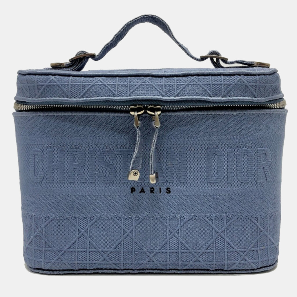 luxury-women-dior-used-handbags-p1071974-012 Dior blue Embroidery Vanity bag