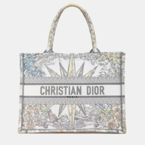 Christian Dior White Multicolor Jacquard Dior Reve D'Anfini Book Tote Bag