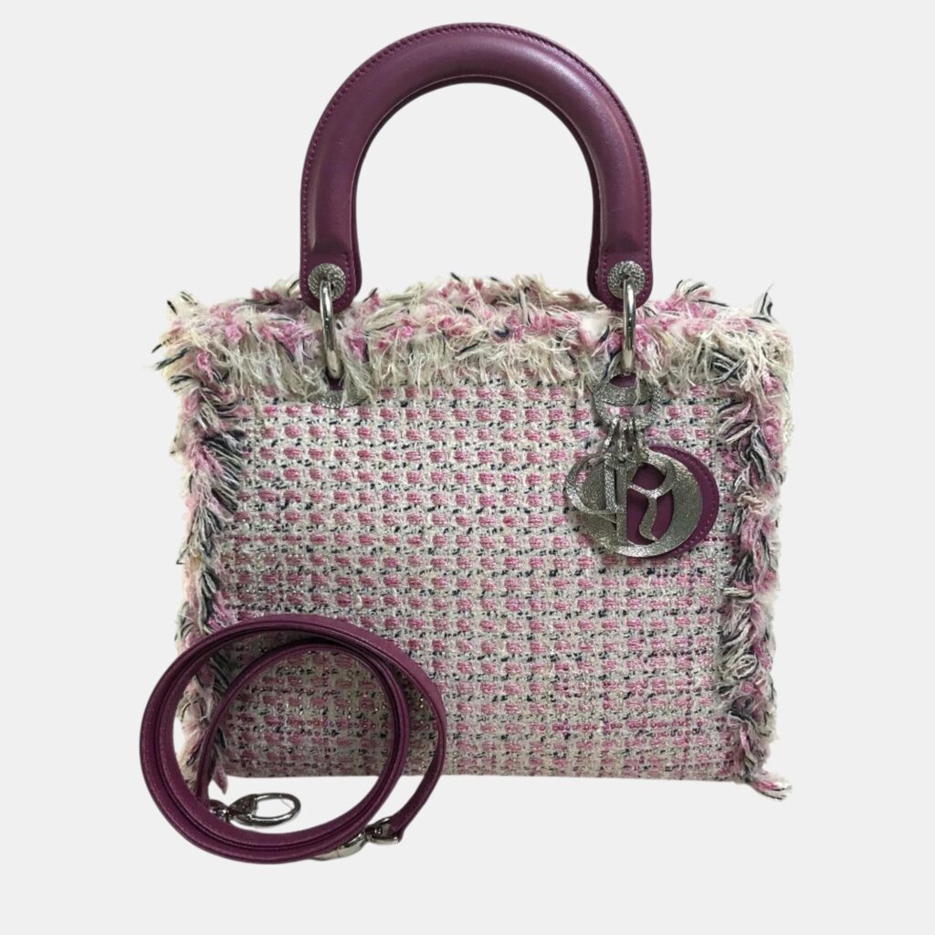 Dior Purple Tweed, Leather Ginza Limited Lady Dior Shoulder Bag