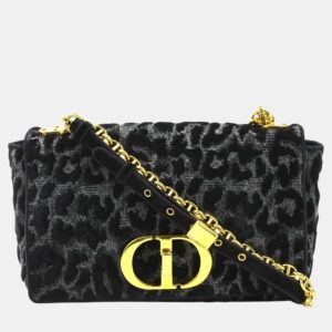 Dior Black/Grey Velvet and Canvas   Shoulder Bag
