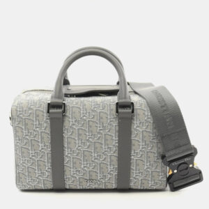 Dior Gray Canvas Leather Lingot 26 Handbag