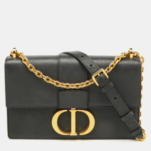 Dior Dark Grey Leather Small 30 Montaigne Flap Shoulder Bag