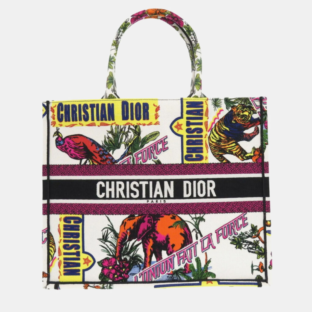 luxury-women-dior-used-handbags-p1099850-009 Christian Dior White Canvas Book Large Tote Bag