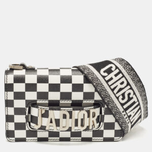 Dior Black/White Leather Miss J'Adior Checkered Crossbody Bag