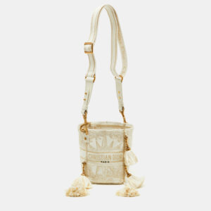 Dior Beige/Gold R&ecirc;ve d'Infini Embroidery Canvas Small D-Bubble Bucket Bag
