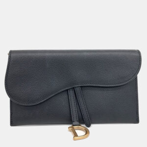 Dior Black Leather Oblique Saddle Chain Crossbody Bag