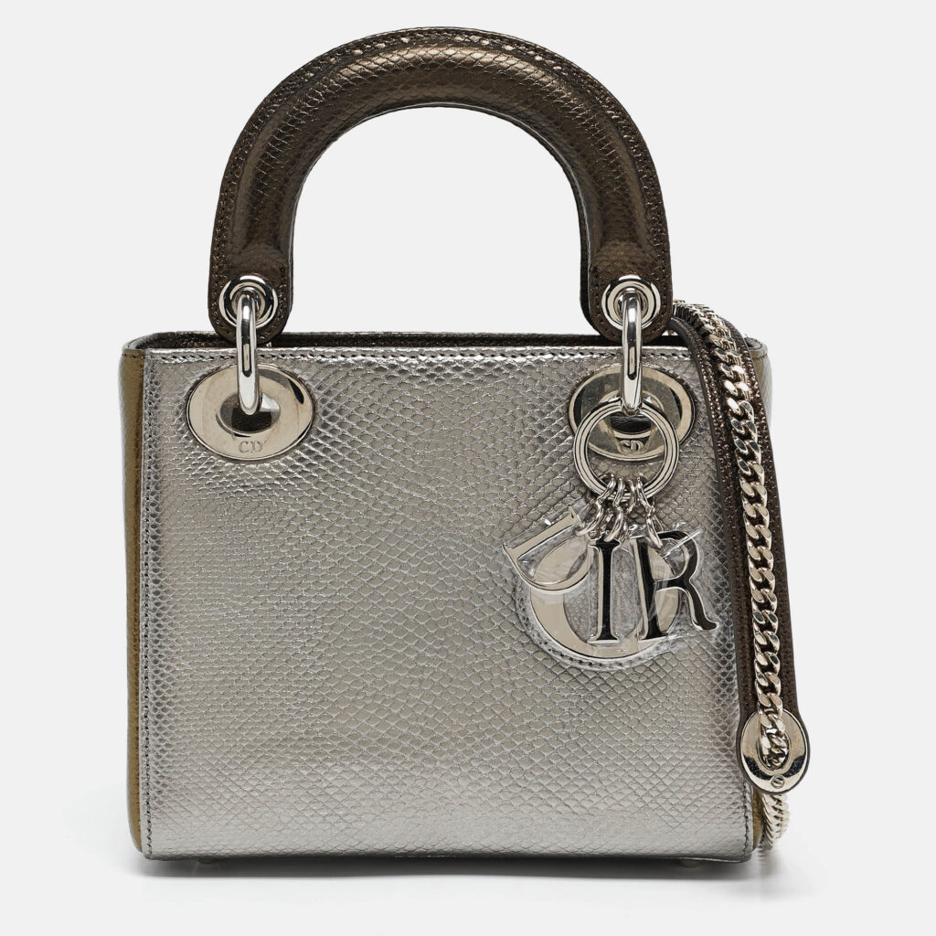luxury-women-dior-used-handbags-p1107091-015 Dior Metallic Multicolor Karung Mini Lady Dior Tote