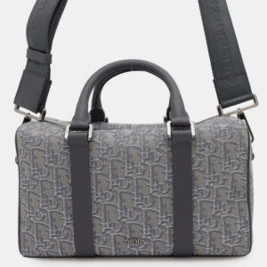 Dior Gray Jacquard Calf Leather Travel Shoulder Bag