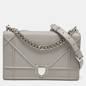 dior grey leather medium diorama flap shoulder bag