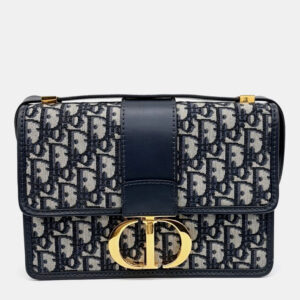 Dior Navy Blue Fabric Oblique 30 Montaign Bag