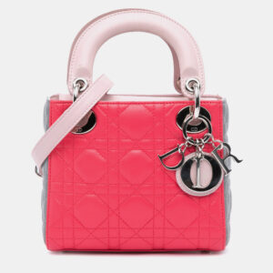 Dior Pink Mini Tricolor Lambskin Cannage Lady Dior Bag