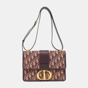 Dior Burgundy Oblique Canvas 30 Montaigne Shoulder Bag