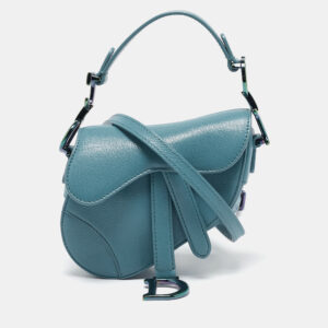 Dior Blue Leather Micro Saddle Bag
