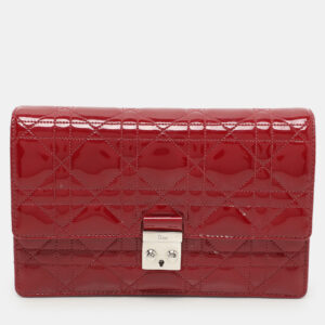Dior Red Patent Leather Miss Dior Wallet On Chain Pouch