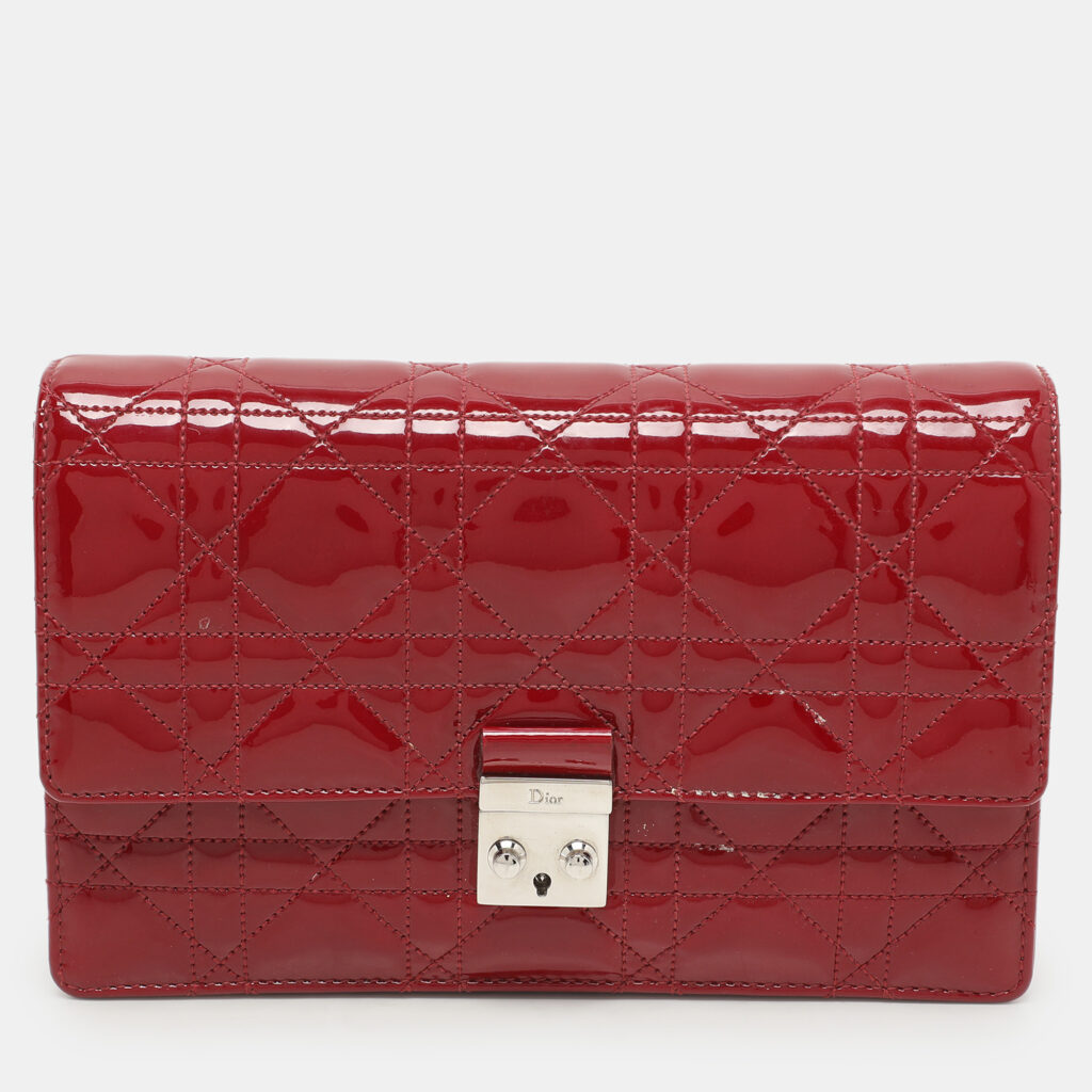 luxury-women-dior-used-handbags-p1136240-011 Dior Red Patent Leather Miss Dior Wallet On Chain Pouch
