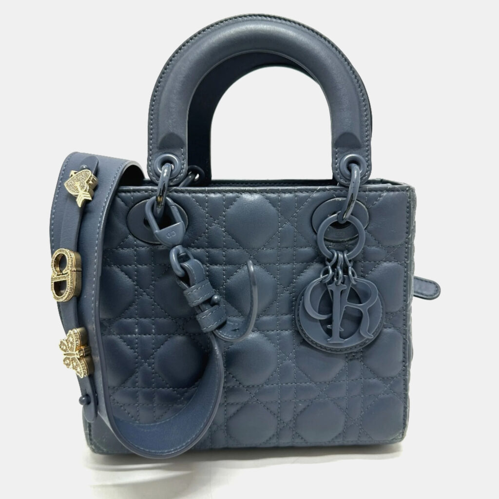 luxury-women-dior-used-handbags-p1137475-005 Dior Blue Lambskin Lady Dior Shoulder Bag