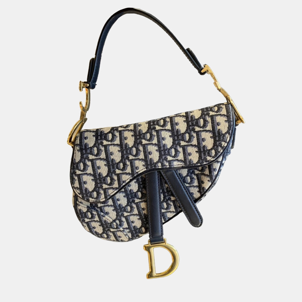 luxury-women-dior-used-handbags-p1138065-001 Dior Saddle Bag Blue Oblique Jacquard