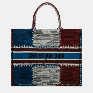 Dior Blue/Red Large French Flag Book Tote Bag