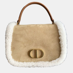Dior Beige/White Suede and Teddy Montaigne 30 Shoulder Bag