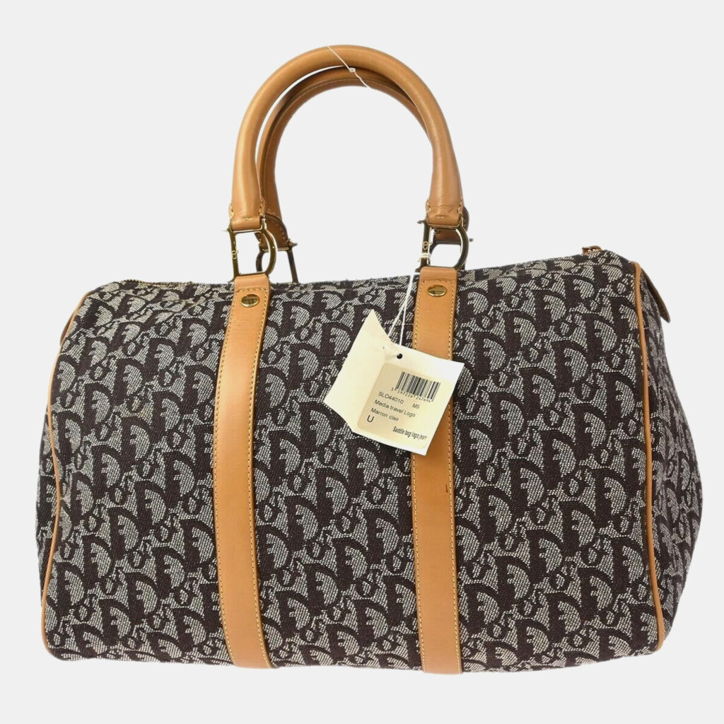 luxury-women-dior-used-handbags-p1149035-010 Christian Dior Canvas and Leather Trotter Duffle Handbag