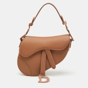 Dior Beige Leather Mini Saddle Bag