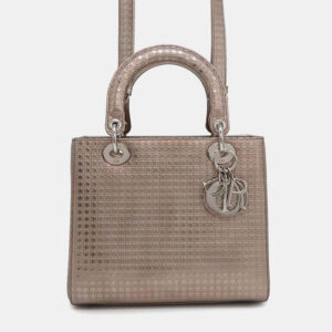 Dior Metallic Pink Leather Lady Dior 2Waybag  Medium Size