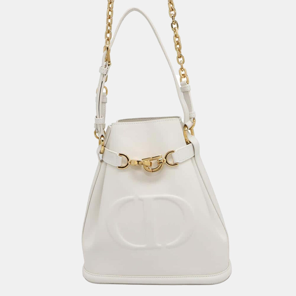 luxury-women-dior-used-handbags-p1150522-017 Dior Latte Calf Leather Medium C'est Dior Shoulder Bag