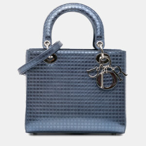 Dior Blue Medium Patent Microcannage Lady Dior