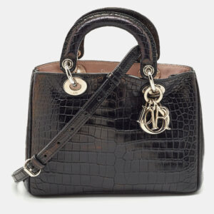 Dior Black Crocodile Mini Diorissimo Tote