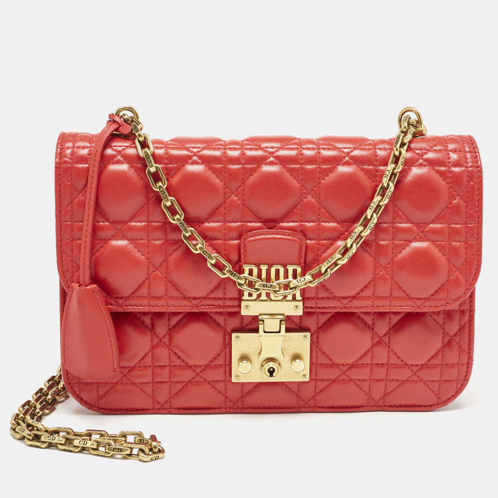 luxury-women-dior-used-handbags-p1156519-009 Dior Red Cannage Leather Medium DiorAddict Shoulder Bag
