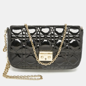 Dior Black Cannage Patent Leather Small Miss Dior Flap Bag