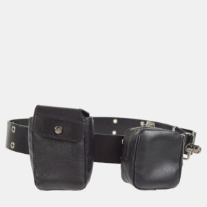 Dior Black Leather Twin Pochette Belt Bum Bag