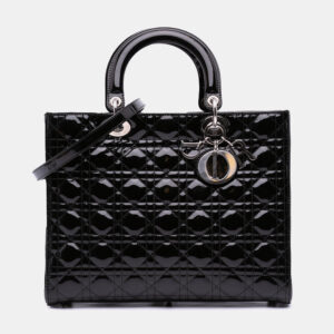 Dior Black Large Patent Cannage Lady Dior