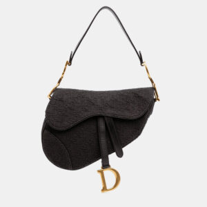 Dior Black Oblique Canvas Saddle Bag