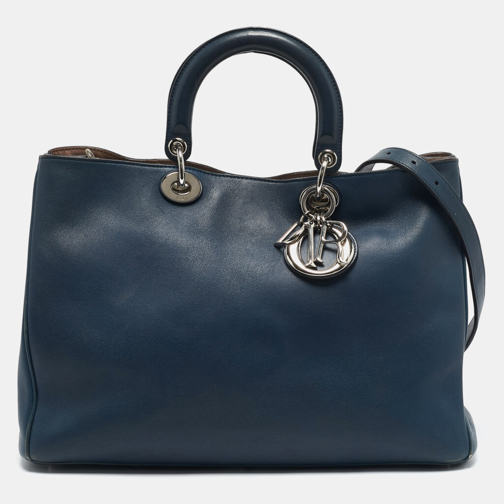 luxury-women-dior-used-handbags-p1160401-010.jpg Dior Navy Blue Leather Large Diorissimo Shopper Tote