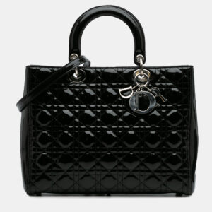 Dior Black Large Patent Cannage Lady Dior