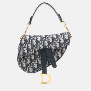 Dior Navy Canvas Saddle Bag