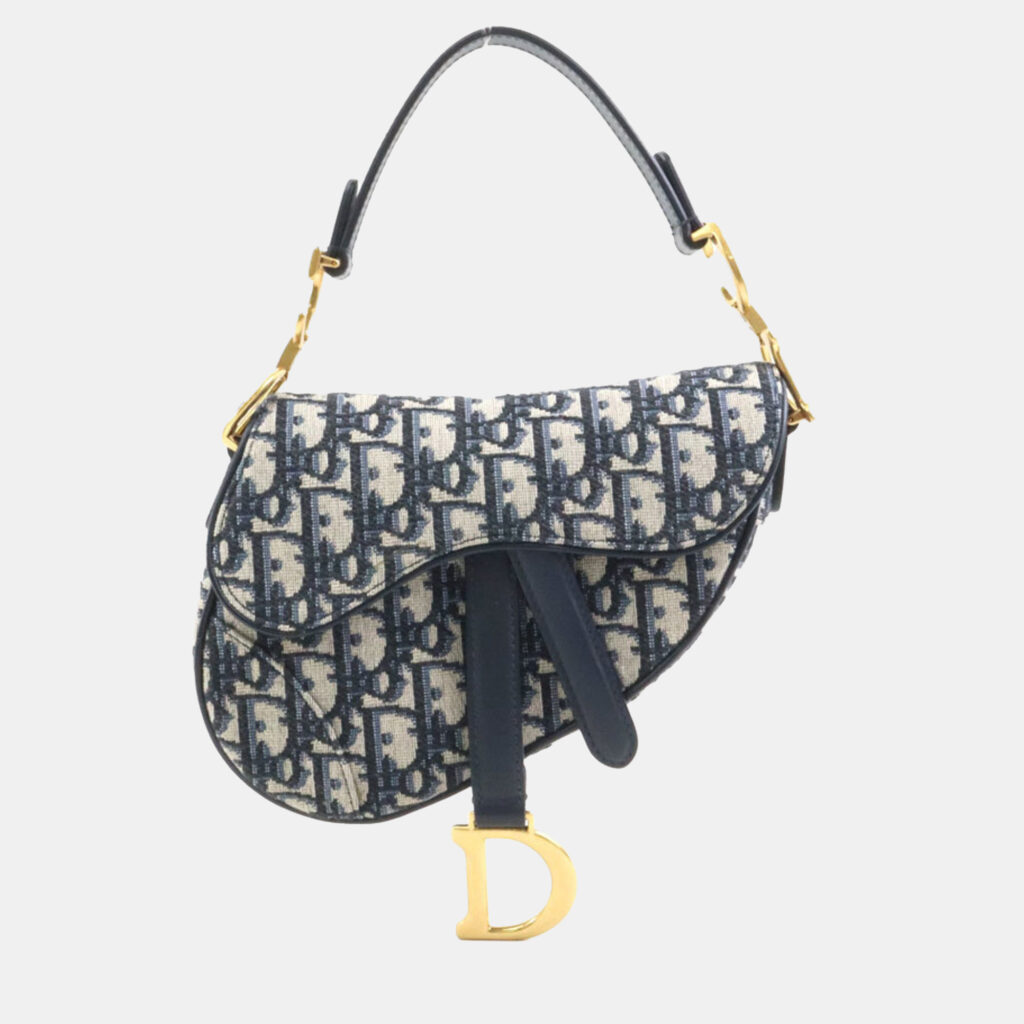 Dior Navy Canvas Saddle Bag