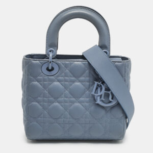 Dior Blue Ultramatte Cannage Leather Small Lady Dior Tote