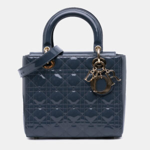 Dior Blue Medium Patent Cannage Lady Dior