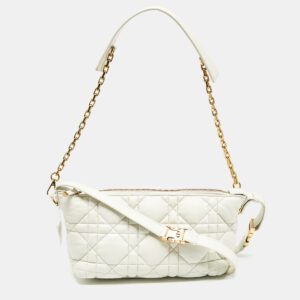 Dior Cream Macrocannage Leather Medium Nomad Shoulder Bag