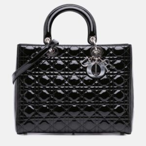 Dior Black Large Patent Cannage Lady Dior